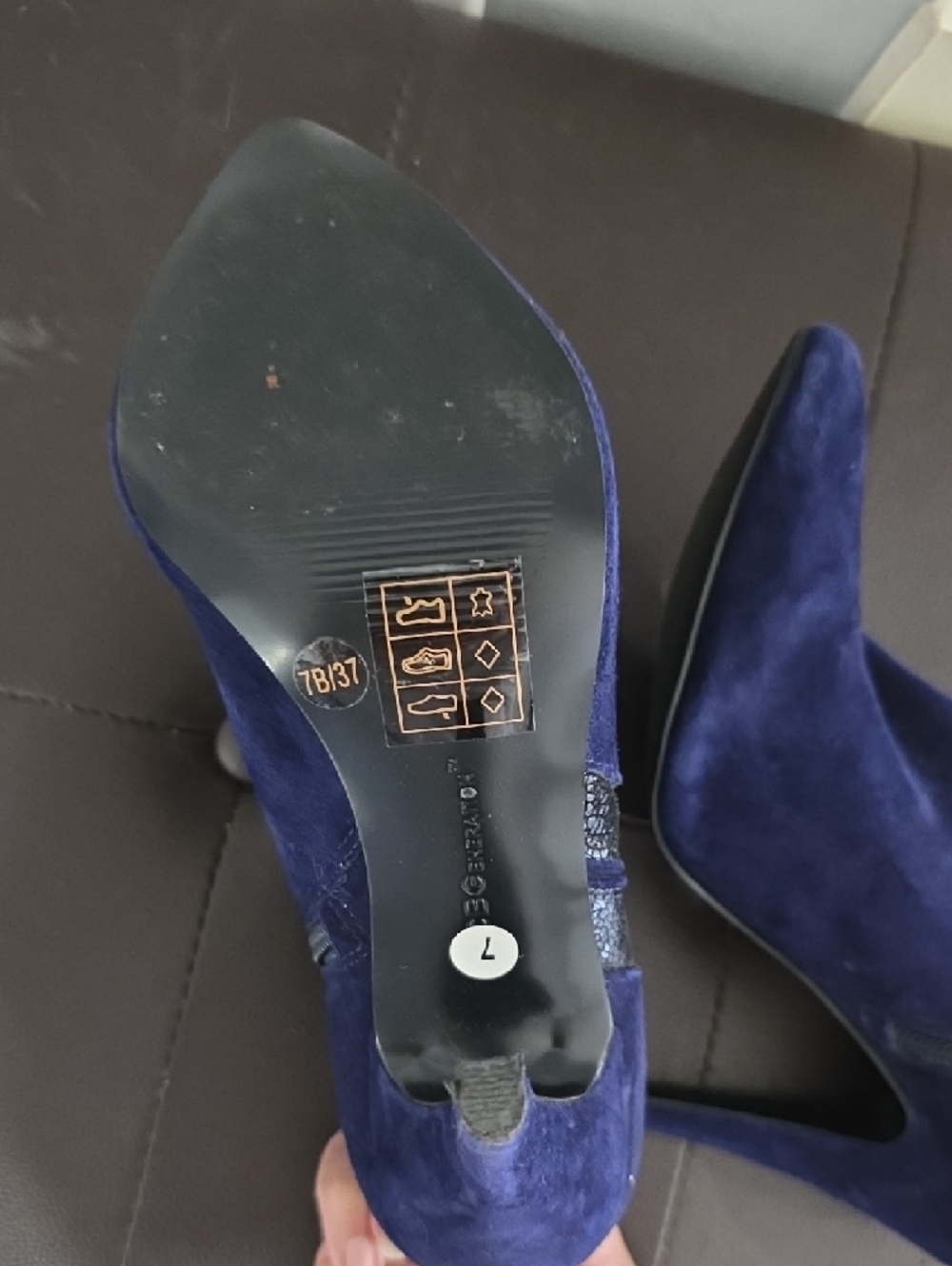 BCBGeneration Deep Blue Suede Pointed Toe Ankle Booties - Picture 5 of 6